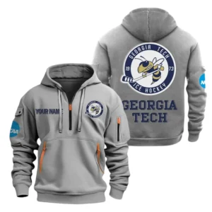 Georgia Tech Yellow Jackets Half Zip Hoodie Sport Hooded Multi-Pockets Custom Name TN070525Y25QZ2HCT1NCGT