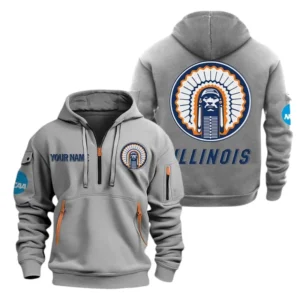 Illinois Fighting Illini Half Zip Hoodie Sport Hooded Multi-Pockets Custom Name TN070525Y25QZ2HCT1NCUIUC