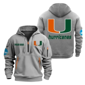 Miami Hurricanes Half Zip Hoodie Sport Hooded Multi-Pockets Custom Name TN070525Y25QZ2HCT1NCUM