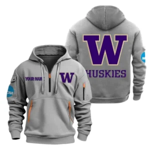 Washington Huskies Half Zip Hoodie Sport Hooded Multi-Pockets Custom Name TN070525Y25QZ2HCT1NCWH