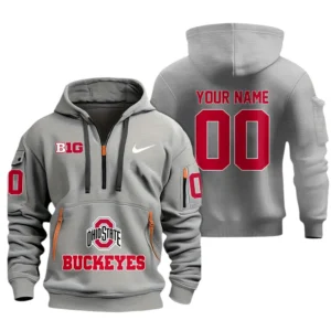 Ohio State Buckeyes Half Zip Hoodie Sport Hooded Multi-Pockets Custom Name & Number TN090525Y25QZ2HCT2NCOSB