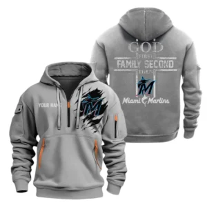 Miami Marlins Half Zip Hoodie Sport Hooded Multi-Pockets Custom Name TN120525Y25QZ2HCT2MBMIA