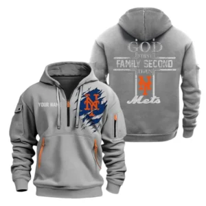 New York Mets Half Zip Hoodie Sport Hooded Multi-Pockets Custom Name TN120525Y25QZ2HCT2MBNYM