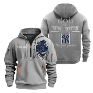 New York Yankees Half Zip Hoodie Sport Hooded Multi-Pockets Custom Name TN120525Y25QZ2HCT2MBNYY