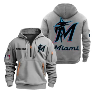 Miami Marlins Half Zip Hoodie Sport Hooded Multi-Pockets Custom Name TN190525Y25QZ2HCT2MBMIA