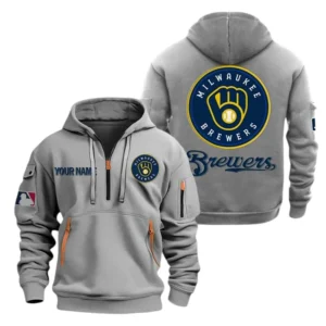 Milwaukee Brewers Half Zip Hoodie Sport Hooded Multi-Pockets Custom Name TN190525Y25QZ2HCT2MBMIL