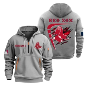 Boston Red Sox Half Zip Hoodie Sport Hooded Multi-Pockets Custom Name TN190525Y25QZ2HCT1MBBRS