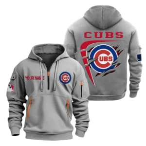 Chicago Cubs Half Zip Hoodie Sport Hooded Multi-Pockets Custom Name TN190525Y25QZ2HCT3MBCHC