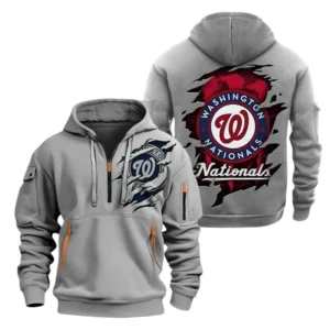 Washington Nationals Half Zip Hoodie Sport Hooded Multi-Pockets Custom Name TN210525Y25QZ2HCT1MBWSH