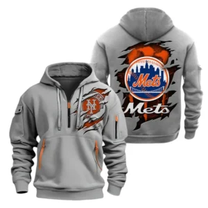 New York Mets Half Zip Hoodie Sport Hooded Multi-Pockets Custom Name TN210525Y25QZ2HCT2MBNYM