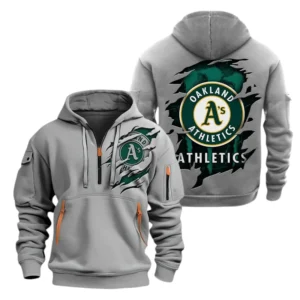 Oakland Athletics Half Zip Hoodie Sport Hooded Multi-Pockets Custom Name TN210525Y25QZ2HCT2MBOAK