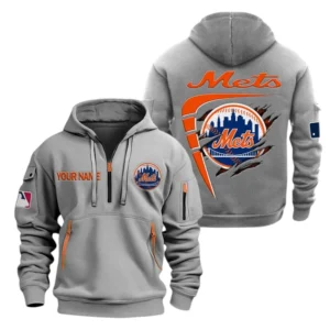 New York Mets Half Zip Hoodie Sport Hooded Multi-Pockets Custom Name TN210525Y25QZ2HCT3MBNYM