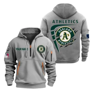Oakland Athletics Half Zip Hoodie Sport Hooded Multi-Pockets Custom Name TN210525Y25QZ2HCT3MBOAK