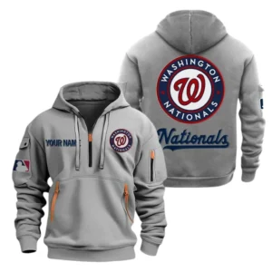 Washington Nationals Half Zip Hoodie Sport Hooded Multi-Pockets Custom Name TN210525Y25QZ2HCT3MBWSH