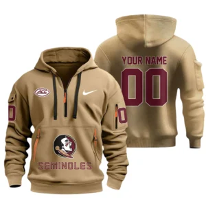Florida State Seminoles Half Zip Hoodie Sport Hooded Multi-Pockets Custom Name & Number TN080525Y25QZ2HCT1NCFSU