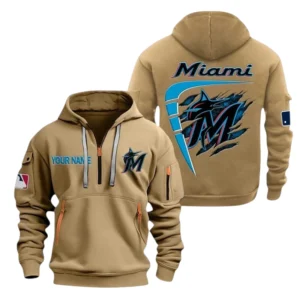 Miami Marlins Half Zip Hoodie Sport Hooded Multi-Pockets Custom Name TN210525Y25QZ2HCT3MBMIA