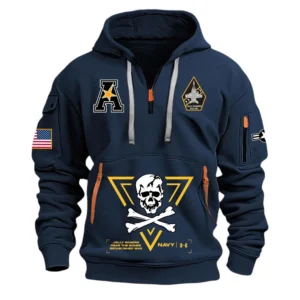 Navy Midshipmen Half Zip Hoodie Sport Hooded Multi-Pockets Custom Name & Number TN060525Y25QZ2HCT2NCUSNA