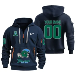 Tulane Green Wave Half Zip Hoodie Sport Hooded Multi-Pockets Custom Name & Number TN130525Y25QZ2HCT1NCTGW
