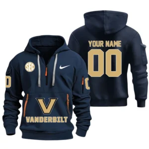 Vanderbilt Commodores Half Zip Hoodie Sport Hooded Multi-Pockets Custom Name & Number TN130525Y25QZ2HCT1NCVC