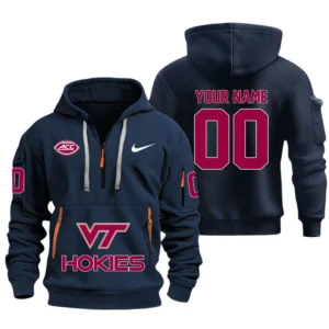 Virginia Tech Hokies Half Zip Hoodie Sport Hooded Multi-Pockets Custom Name & Number TN130525Y25QZ2HCT1NCVT