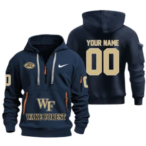 Wake Forest Demon Deacons Half Zip Hoodie Sport Hooded Multi-Pockets Custom Name & Number TN130525Y25QZ2HCT1NCWF