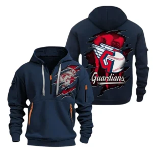 Cleveland Guardians Half Zip Hoodie Sport Hooded Multi-Pockets Custom Name TN210525Y25QZ2HCT2MBCLE