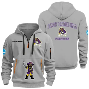 East Carolina Pirates Half Zip Hoodie Sport Hooded Multi-Pockets Custom Name HIDI270525Y25QZ2HNCECU