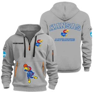 Kansas Jayhawks Half Zip Hoodie Sport Hooded Multi-Pockets Custom Name HIDI280525Y25QZ2HNCKU