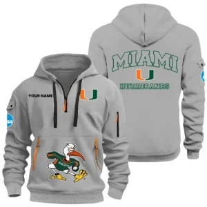 Miami Hurricanes Half Zip Hoodie Sport Hooded Multi-Pockets Custom Name HIDI290525Y25QZ2HNCUM