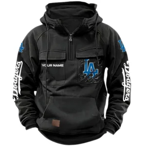 Los Angeles Dodgers Quarter Zip Hoodie, Sports Hoodie Multi-Pockets, Custom Name TN210525Y41HJRCT1MBLAD