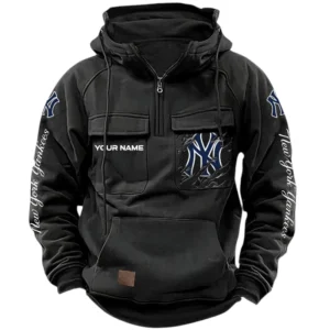 New York Yankees Quarter Zip Hoodie, Sports Hoodie Multi-Pockets, Custom Name TN210525Y41HJRCT1MBNYY