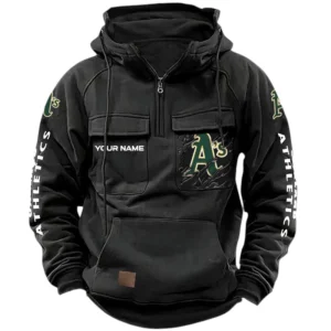 Oakland Athletics Quarter Zip Hoodie, Sports Hoodie Multi-Pockets, Custom Name TN210525Y41HJRCT1MBOAK