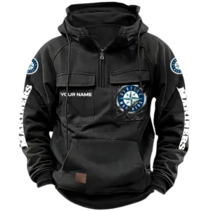 Seattle Mariners Quarter Zip Hoodie, Sports Hoodie Multi-Pockets, Custom Name TN210525Y41HJRCT1MBSEA