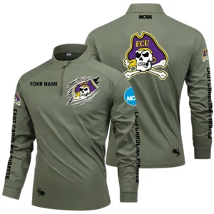 East Carolina Pirates Long Sleeve Shirt, Stand Collar Quarter Zip-up Custom Name HIDI170525Y49LMT05NCECU