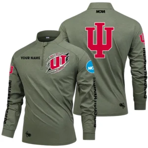 Indiana Hoosiers Long Sleeve Shirt, Stand Collar Quarter Zip-up Custom Name HIDI170525Y49LMT05NCIU