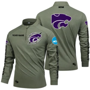 Kansas State Wildcats Long Sleeve Shirt, Stand Collar Quarter Zip-up Custom Name HIDI170525Y49LMT05NCKSU