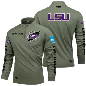 LSU Tigers Long Sleeve Shirt, Stand Collar Quarter Zip-up Custom Name HIDI170525Y49LMT05NCLSU