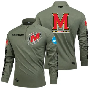 Maryland Terrapins Long Sleeve Shirt, Stand Collar Quarter Zip-up Custom Name HIDI170525Y49LMT05NCUMD
