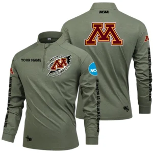 Minnesota Golden Gophers Long Sleeve Shirt, Stand Collar Quarter Zip-up Custom Name HIDI170525Y49LMT05NCUMN