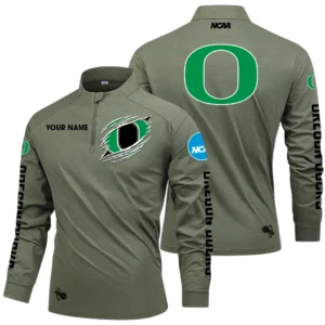 Oregon Ducks Long Sleeve Shirt, Stand Collar Quarter Zip-up Custom Name HIDI190525Y49LMT05NCGO