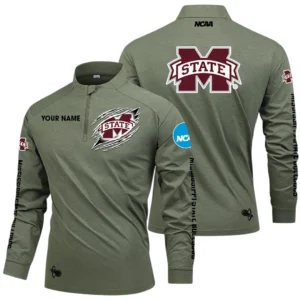 Mississippi State Bulldogs Long Sleeve Shirt, Stand Collar Quarter Zip-up Custom Name HIDI190525Y49LMT05NCMSB