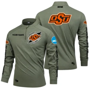 Oklahoma State Cowboys Long Sleeve Shirt, Stand Collar Quarter Zip-up Custom Name HIDI190525Y49LMT05NCOSU