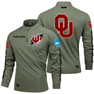 Oklahoma Sooners Long Sleeve Shirt, Stand Collar Quarter Zip-up Custom Name HIDI190525Y49LMT05NCOU
