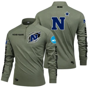 Navy Midshipmen Long Sleeve Shirt, Stand Collar Quarter Zip-up Custom Name HIDI190525Y49LMT05NCUSNA