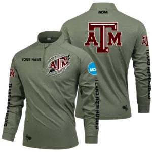 Texas A&M Aggies Long Sleeve Shirt, Stand Collar Quarter Zip-up Custom Name HIDI200525Y49LMT05NCATM