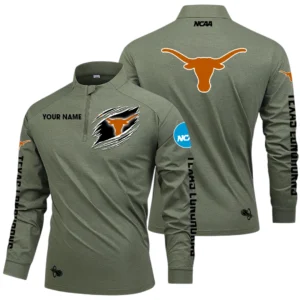 Texas Longhorns Long Sleeve Shirt, Stand Collar Quarter Zip-up Custom Name HIDI200525Y49LMT05NCTEX