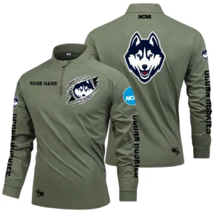 UConn Huskies Long Sleeve Shirt, Stand Collar Quarter Zip-up Custom Name HIDI200525Y49LMT05NCUCH