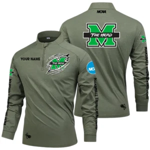 Marshall Thundering Herd Long Sleeve Shirt, Stand Collar Quarter Zip-up Custom Name HIDI220525Y49LMT05NCMTH