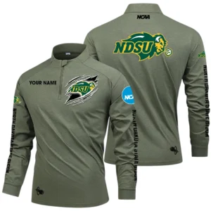North Dakota State Bison Long Sleeve Shirt, Stand Collar Quarter Zip-up Custom Name HIDI220525Y49LMT05NCNDSU