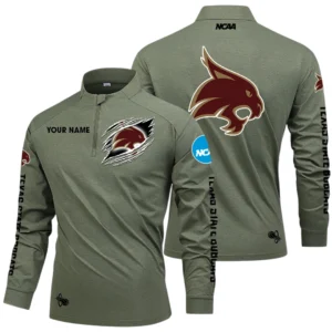 Texas State Bobcats Long Sleeve Shirt, Stand Collar Quarter Zip-up Custom Name HIDI220525Y49LMT05NCTXST